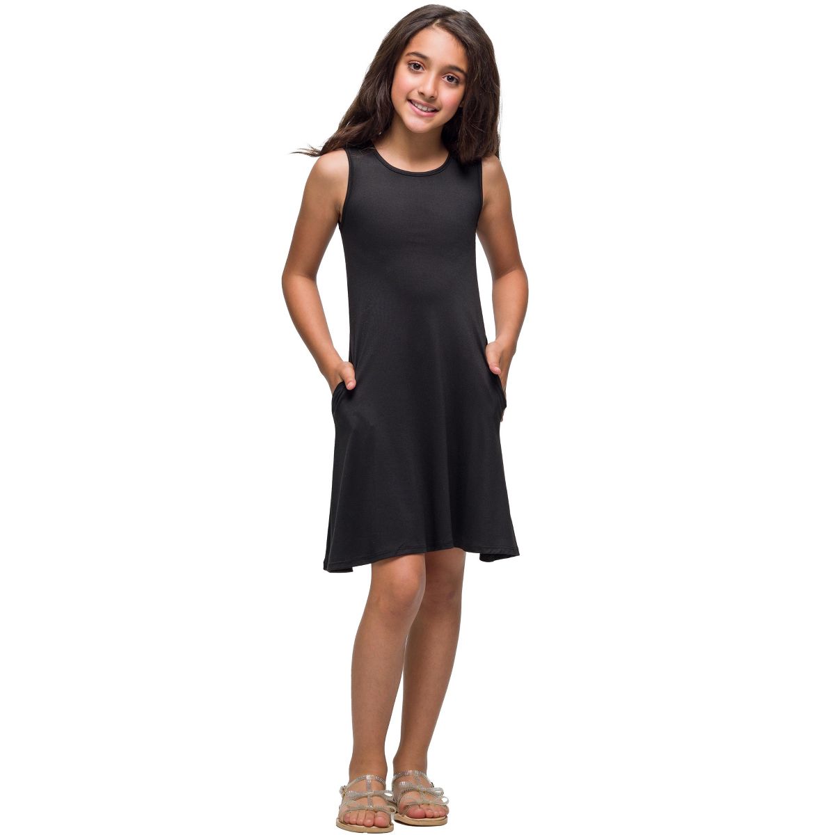 Girls Sleeveless Pocket Swing Dress - 24sevenKid™