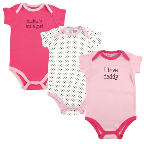 Luvable Friends Baby Girl Cotton Bodysuits 3pk, Girl Daddy, 12-18 ...