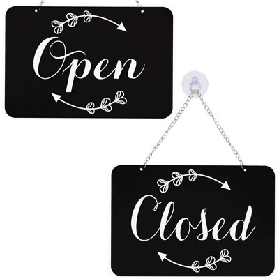 Stockroom Plus Double Sided Open and Closed Sign for Business and Stores, Black (12 x 8 in)
