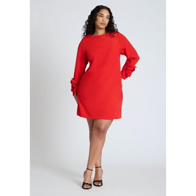 ELOQUII Rosette Sleeve Mini Dress