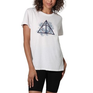 Harry Potter Painted Deathly Hollows Symbol Women's Loose T-Shirt - 1 of 4