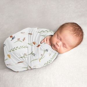Sweet Jojo Designs Girl Swaddle Baby Blanket Watercolor Floral Garden Multicolor - 1 of 4