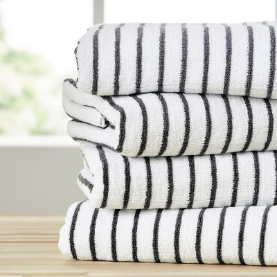 Cabana Stripe 100% Cotton Pool and Beach Towels - Pack of 2 or 4 - Oversized, Absorbent, Quick-Dry Towels - Becky Cameron