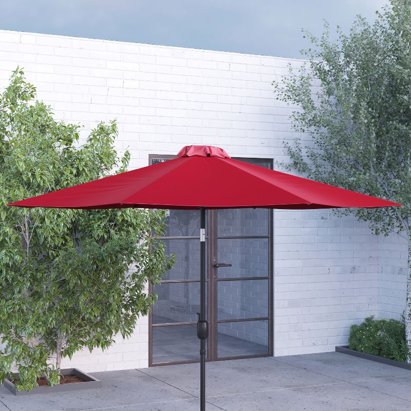 Merrick Lane 9' Round UV Resistant Outdoor Patio Umbrella With Height Lever And 33° Push Button Tilt, 3 of 12