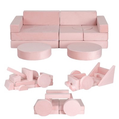 14 Piece Soft Modular Kids Play Couch for Boys and Girls