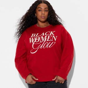 Women's Black Women Glow Graphic Pullover Sweatshirt - Deep Red - 1 of 3
