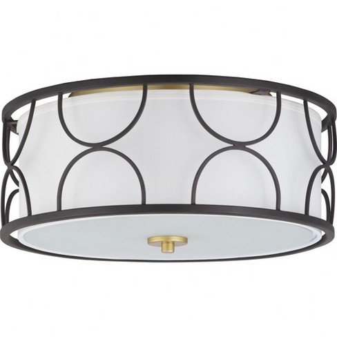 Progress Lighting Landree 3-Light Flush Mount, Black Finish, White Silk Shade - image 1 of 4