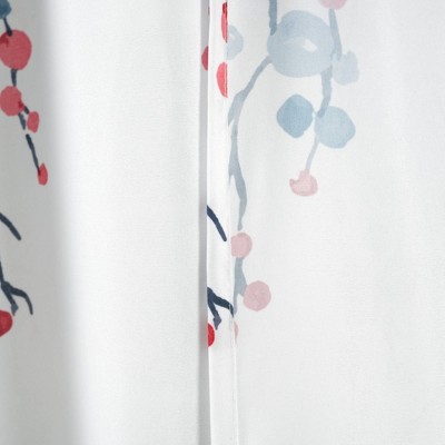 Mirabelle Watercolor Floral Polyester Shower Curtain in Blue and Coral