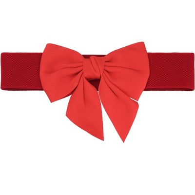 Elerevyo Women's Dress Elastic Waistband Versatile Belts Wide Bow Tie Belt