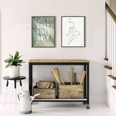 Vintage Tropical Palms Good Vibes Only Canvas Wall Art