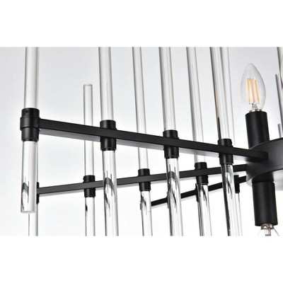 Elegant Black Iron and Crystal 8-Light Pendant