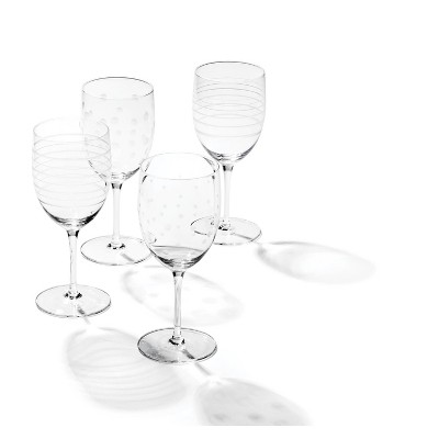 Oneida Clear Etched Glass 14oz Wine Glass Set of 4