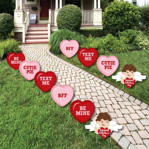 Big Dot Of Happiness Conversation Hearts - Cupid And Heart Lawn Decorations  - Outdoor Valentine's Day Party Yard Decorations - 10 Piece : Target