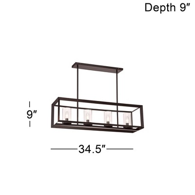 Oil Rubbed Bronze Linear Pendant Chandelier with Clear Glass