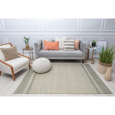 Gray and Olive Handwoven Wool 8' x 10' Area Rug