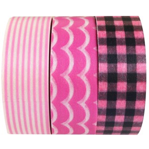 Wrapables Pink Pleasure Japanese Washi Masking Tape (Set of 3) - 1 of 3