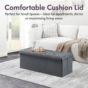 Folding Storage Ottoman Bench, Ottoman Foot Rest, End of Bed Bench, Storage Chest, for Living Room, Bedroom, Entryway, Gray - 1 of 4