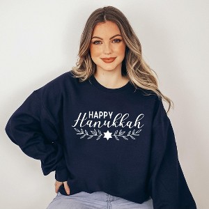 Simply Sage Market Women's Graphic Sweatshirt Happy Hanukkah - 1 of 4