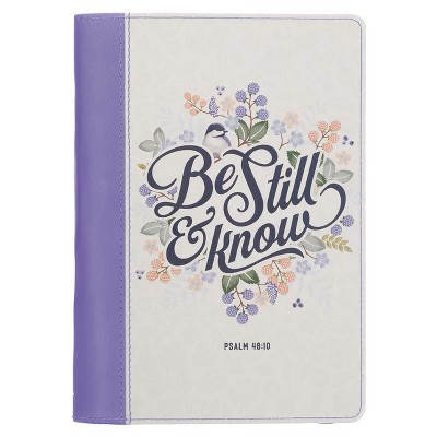 Christian Art Gifts Classic Journal Be Still and Know Psalm 46:10 Bible Verse Inspirational Scripture Notebook for Women, Ribbon Marker, Purple Faux