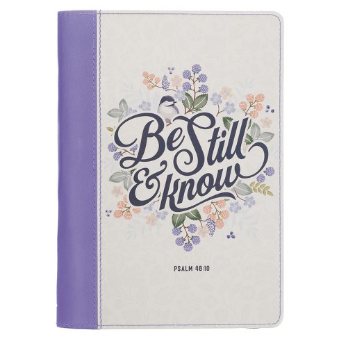 Christian Art Gifts Classic Journal Be Still and Know Psalm 46:10 Bible  Verse Inspirational Scripture Notebook for Women, Ribbon Marker, Purple Faux