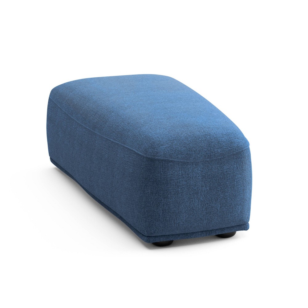HOMES: Inside + Out Povoa Modern Modular Trapezoidal Ottoman Blue Chenille