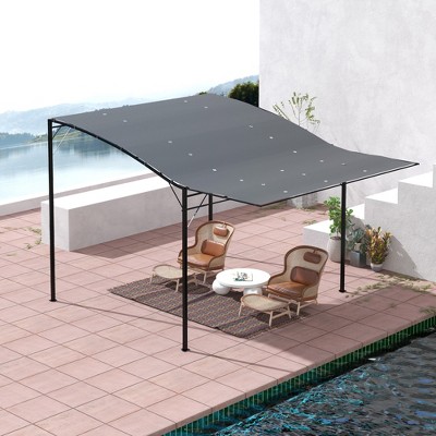 10 ft x 8 ft Dark Gray Steel Patio Gazebo with Extendable Awning