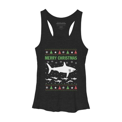 Women's Design By Humans Shark Christmas By sophialada Racerback Tank Top