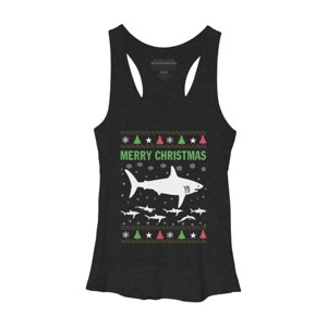 Women's Design By Humans Shark Christmas By sophialada Racerback Tank Top - 1 of 3
