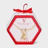 14K Gold Dipped Cubic Zirconia Puffy Heart Charm V Initial Necklace - A New Day™ Gold - 3 of 4
