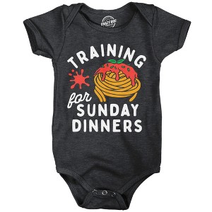 Training For Sunday Dinners Baby Bodysuit Funny Sarcastic Pasta Graphic Novelty Jumper For Infants - Crazy Dog Baby Bodysuit For Foodies - 1 of 4