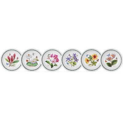 Portmeirion Exotic Botanic Garden Pasta Bowl, Set of 6, Made in England -  Assorted Floral Motifs,8.5 Inch