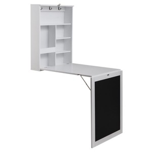 Infurnic Desks, Folding Table with Built-in lock, Portable Writing Table for Livingroom, White, 34.1"*23.8"*59" - 1 of 4