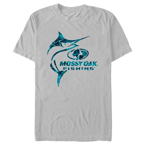 Men's Mossy Oak Swordfish Blue Logo T-shirt - Silver - Small : Target