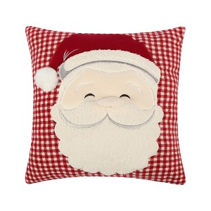 Peppermint Plaid Santa Applique Pillow 18x18 - 1 of 4