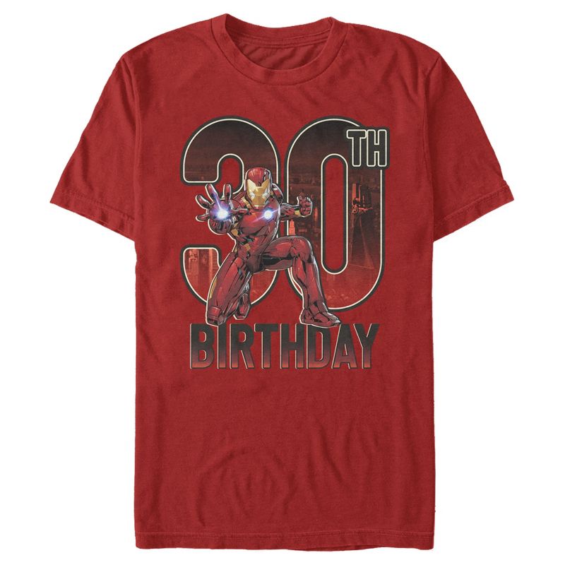 Men's Marvel Iron Man 30th Birthday Action Pose T-Shirt, 1 of 5