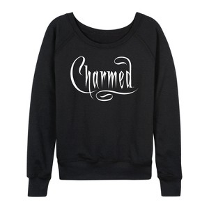 Women's - Charmed - Simple Logo Lightweight French Terry Wide Neck Long Sleeve Shirt - 1 of 4