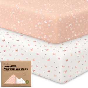 KeaBabies 2pk Soothe Waterproof Fitted Crib Sheets for Girl, Boy, 100% Organic Soft Cotton Crib Mattress Protector Sheet - 1 of 4