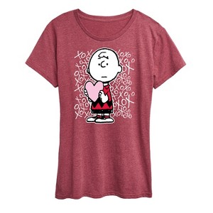 Women's - Peanuts - Charlie Brown Xoxo Short Sleeve Graphic T-Shirt - 1 of 4