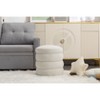 Okak Modern Round Ottoman Bench Vanity Stool Chair Soft Velvet Upholstered Makeup Footrest Stool for Couch Living Room Bedroom Entrance, Ivory - 3 of 4