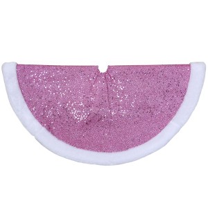 Northlight 20" Pink Glittered Mini Christmas Tree Skirt with Faux Fur Trim - 1 of 3