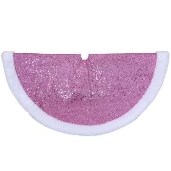 Northlight 20" Pink Glittered Mini Christmas Tree Skirt with Faux Fur Trim