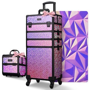 Byootique Makeup Train Case Kit with Cube Case Cosmetic Organizer Mermaid Pink - 1 of 4