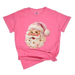 Santa Face Textured Paint - Women's Garment Dyed Graphic T-Shirt - 1 of 4