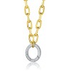 Guili Sterling Silver 14k Yellow Gold Plated Dazzling Circle Pendant with Cubic Zirconia, A Perfect Statement of Sophistication and Glam - 2 of 3