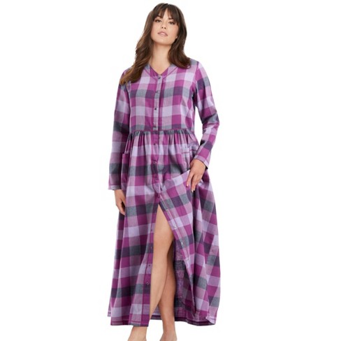 Only Necessities Women's Plus Size Flannel Plaid Lounger - image 1 of 4