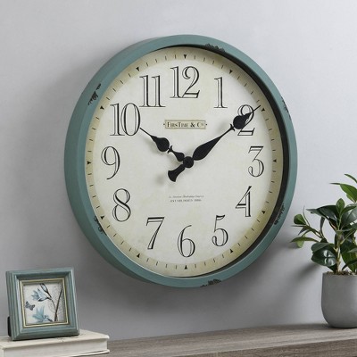 24" Bellamy Wall Clock Aged Teal - FirsTime & Co.