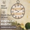 Large Wooden Wall Clock Antique Vintage Rustic Country Farmhouse Style Real Wood Iron Roman Numerals - 2 of 4