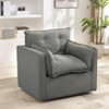 Swivel Accent Chair, Club Arm Chair Oversized Swivel Single Sofa Chair, Large Modern Linen Fabric Barrel Armchair - 2 of 4