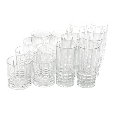 Gibson Home 16 Piece Jewelite Tumbler and Double Old Fashioned Glass Set