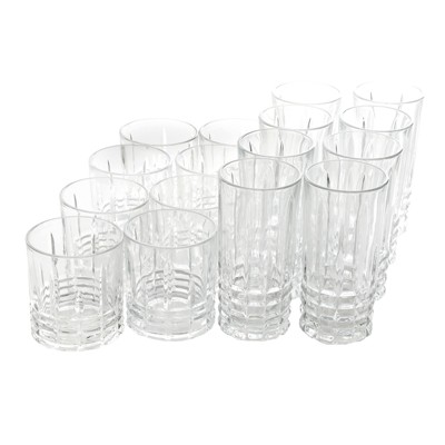 Gibson Home 16 Piece Swirl Clear Assorted Glassware Set